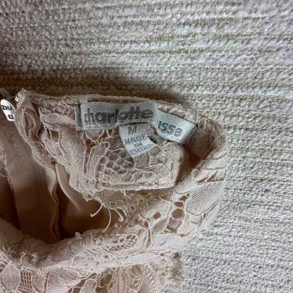 Charlotte Russe Medium Beige Lace Sleeveless Halter Romper Regency Romantic - Picture 3 of 8